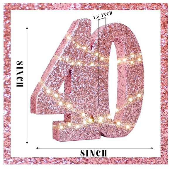 Pink 40th birthday sash and centerpiece decor - Picture 5 of 6